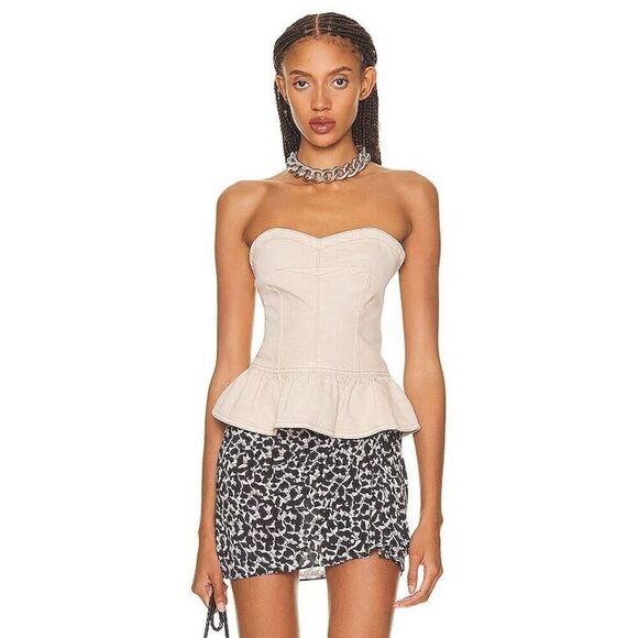 Isabel Marant Etoile Solizinia strapless denim peplum top - Picture 1 of 15